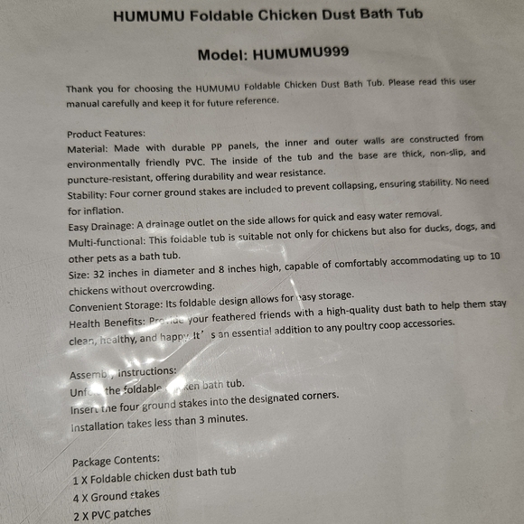 New Foldable Chicken Dust Bath Tub - Picture 7 of 9